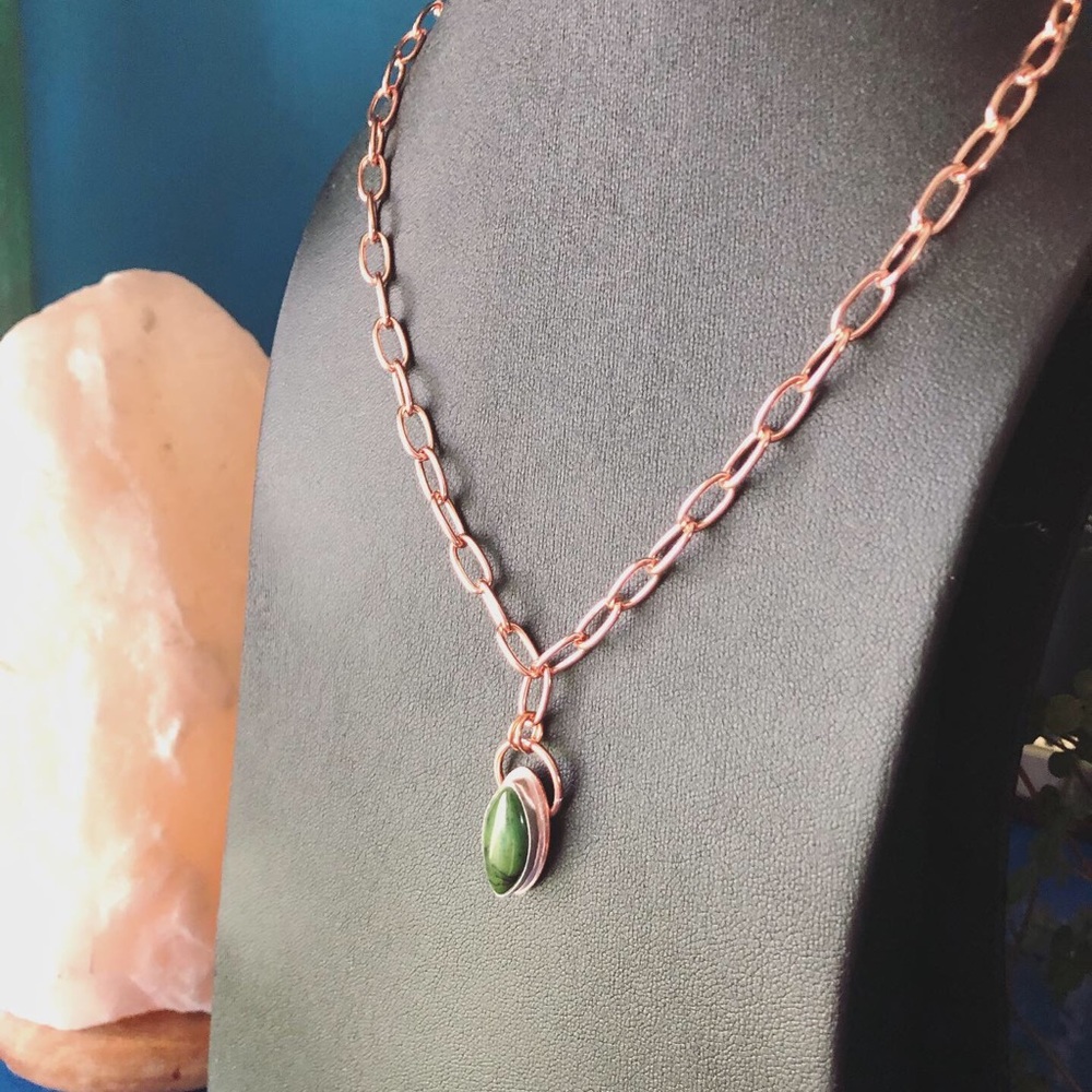 OOAK Copper Handmade Necklace Natural Turquoise - Picture 2 of 2